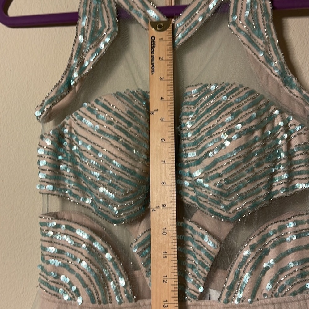 New Mignon Evening dress Sequined Tulle Aqua Blue $499 - Picture 12 of 12